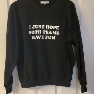 Black graphic crew neck sweatshirt